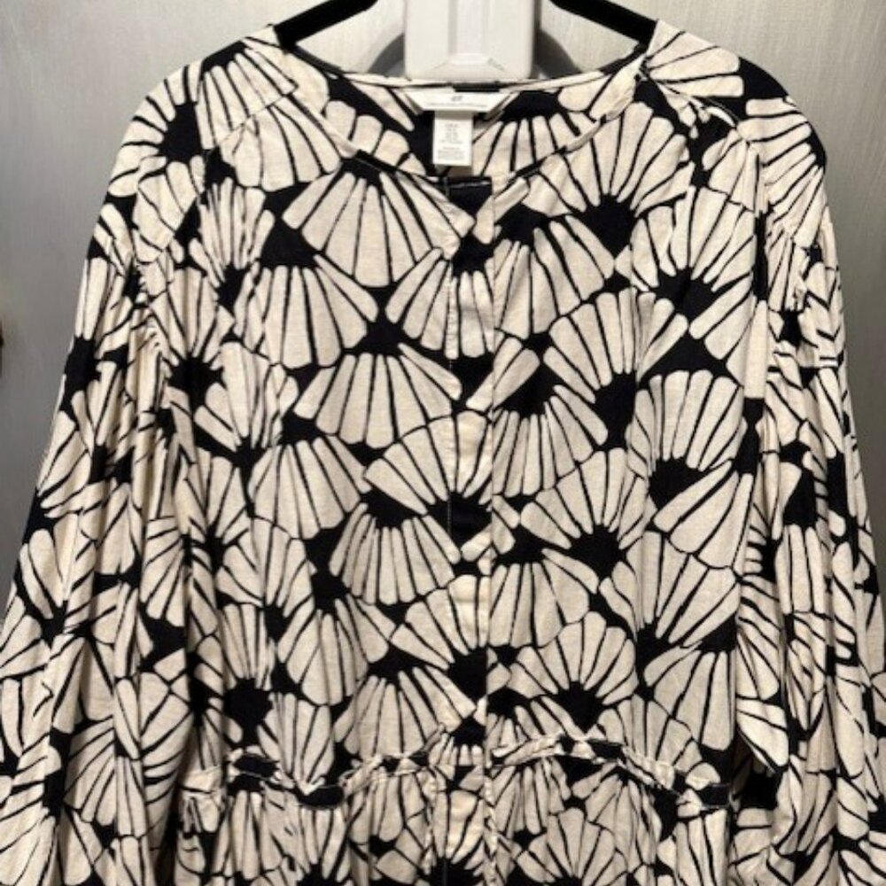 Boho Linen Blend Graphic Shell Pattern Mini Dress… - image 7